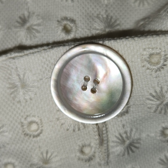 VALENTINO White Blazer Jacket Eyelet Cotton Viscose Long Sleeve Lined Size 6 - Picture 17 of 17